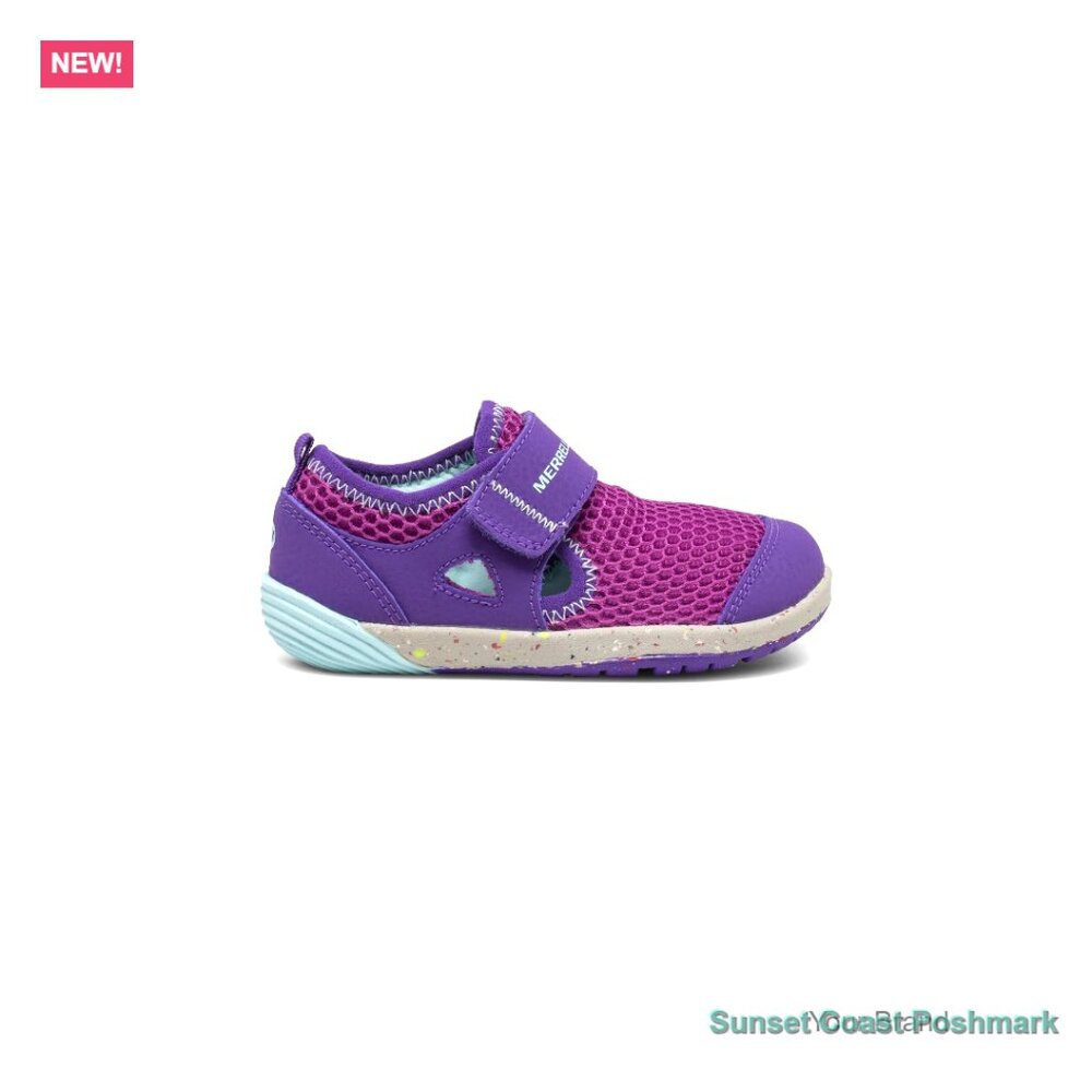 Merrill Girl's Leather All-Terrain Bare Steps Sandal Pink Purple Outdoor New